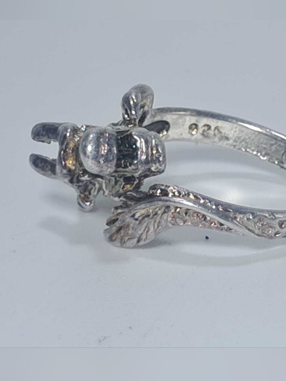 Vintage Sterling Silver 925 3D Dragon Wrap Ring - Adjustable Gothic Punk Style - Picture 7 of 8